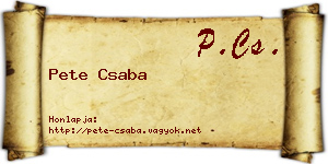 Pete Csaba névjegykártya